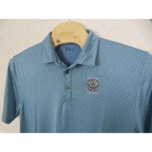 Whistling Straits Oxford Polo Shirt Mens XL Blue Geometric Golf Stretch Knit